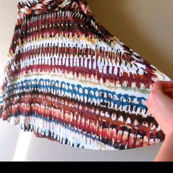 Lafayette 148 midi dress sleeveless feather stripe print V-neck Size Small - Picture 5 of 10